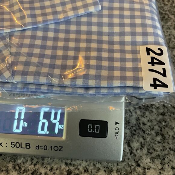 asos Men’s Long Sleeve Button Up Shirt Gingham Blue/White-L - Picture 12 of 12